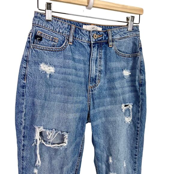 KanCan Women's Bobbie Ultra High Rise Straight Leg Jeans Distressed Size 3/25 - Picture 2 of 9